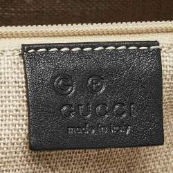 Pre Owned Gucci Black Guccissima Leather Zip Tote