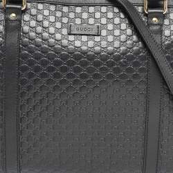 Pre Owned Gucci Black Guccissima Leather Zip Tote