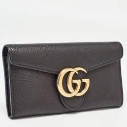 Gucci Black Leather GG Marmont Continental Wallet