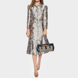 مملوكة مسبقًا Gucci Beige/Black GG Canvas and Leather Bamboo Bullet Satchel