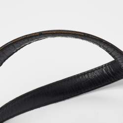 مملوكة مسبقًا Gucci Beige/Black GG Canvas and Leather Bamboo Bullet Satchel