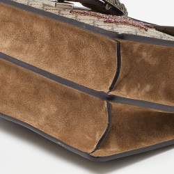 Gucci Beige GG Supreme Canvas and Suede Medium Dionysus Embellished Shoulder Bag