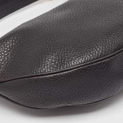 Pre Owned Gucci Black Leather Bamboo Ring Hobo