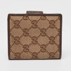 Gucci Beige/Brown GG Canvas and Leather Flap Bifold Wallet