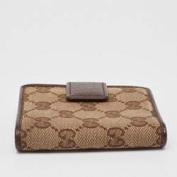 Gucci Beige/Brown GG Canvas and Leather Flap Bifold Wallet