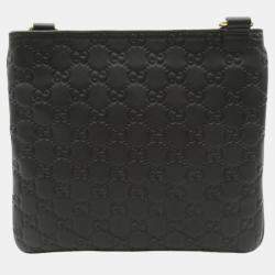 Gucci Brown Leather Guccissima Flat Messenger Bag