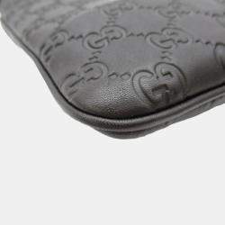 Gucci Brown Leather Guccissima Flat Messenger Bag