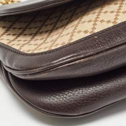 Pre Owned Gucci Beige/Brown Diamante Canvas and Leather GG Chain Shoulder Bag