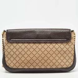 Pre Owned Gucci Beige/Brown Diamante Canvas and Leather GG Chain Shoulder Bag