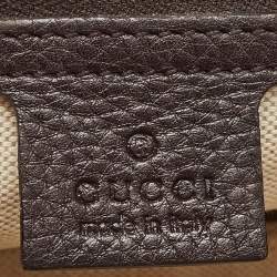 Pre Owned Gucci Beige/Brown Diamante Canvas and Leather GG Chain Shoulder Bag