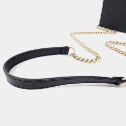 Gucci Black Leather Interlocking G Chain Crossbody Bag