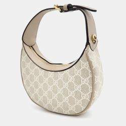 Gucci Beige GG Canvas Mini Half Moon Shoulder Bag