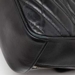 Pre Owned Gucci Black Matelassé Leather Small GG Marmont Top Handle Bag