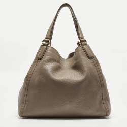 Pre Owned Gucci Grey Pebbled Leather Medium Soho Shoulder Bag