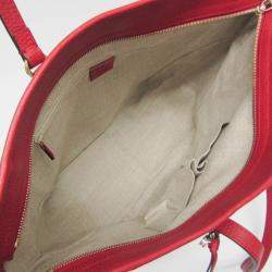 Gucci Red/Beige Leather GG Canvas Medium Bree Tote