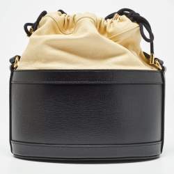 Gucci Black/Cream Leather Horsebit 1955 Bucket Bag