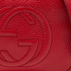 Pre Owned Gucci Red Leather Soho Crossbody Bag