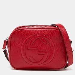 Pre Owned Gucci Red Leather Soho Crossbody Bag