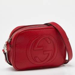 Pre Owned Gucci Red Leather Soho Crossbody Bag