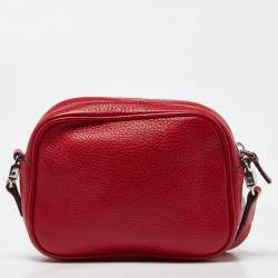 Pre Owned Gucci Red Leather Soho Crossbody Bag