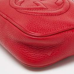 Pre Owned Gucci Red Leather Soho Crossbody Bag