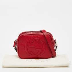 Pre Owned Gucci Red Leather Soho Crossbody Bag