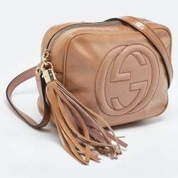 Pre Owned Gucci Beige Patent Leather Small Soho Disco Crossbody Bag