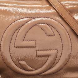 Pre Owned Gucci Beige Patent Leather Small Soho Disco Crossbody Bag