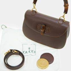 Gucci Brown Leather Bamboo 1947 Top Handle Bag