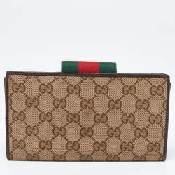 Gucci Beige/Ebony GG Canvas and Leather Ladies Web Continental Wallet