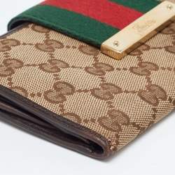 Gucci Beige/Ebony GG Canvas and Leather Ladies Web Continental Wallet