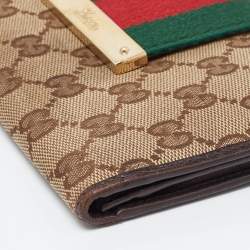 Gucci Beige/Ebony GG Canvas and Leather Ladies Web Continental Wallet