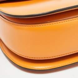 Pre Owned Gucci Tan Glazed Leather Small Bamboo 1947 Top Handle Bag