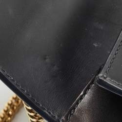Pre Owned Gucci Black Leather Mini Web Chain Sylvie Crossbody Bag