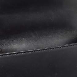 Pre Owned Gucci Black Leather Mini Web Chain Sylvie Crossbody Bag