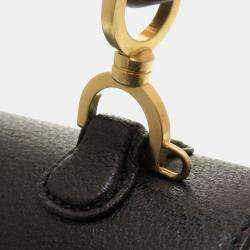 Gucci Black Leather Bamboo 1947 Top Handle Bag