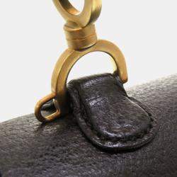 Gucci Black Leather Bamboo 1947 Top Handle Bag