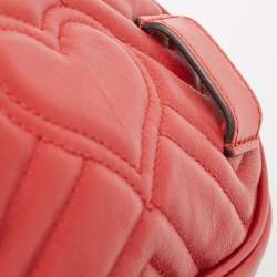 Gucci Red Matelassé Leather Mini GG Marmont Belt Bag