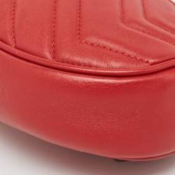 Gucci Red Matelassé Leather Mini GG Marmont Belt Bag