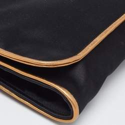 Pre Owned Gucci Black/Gold Satin Malika Tassel Clutch