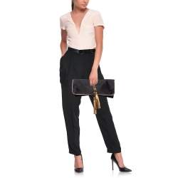 Pre Owned Gucci Black/Gold Satin Malika Tassel Clutch