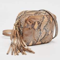 Pre Owned Gucci Beige Python Small Soho Disco Crossbody Bag