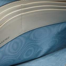 Pre Owned Gucci Off-White Leather "Guccy" Zip Wristlet  Pouch