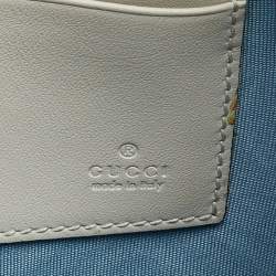 Pre Owned Gucci Off-White Leather "Guccy" Zip Wristlet  Pouch