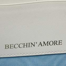 Pre Owned Gucci Off-White Leather "Guccy" Zip Wristlet  Pouch