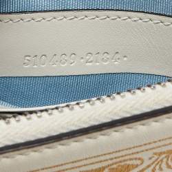 Pre Owned Gucci Off-White Leather "Guccy" Zip Wristlet  Pouch