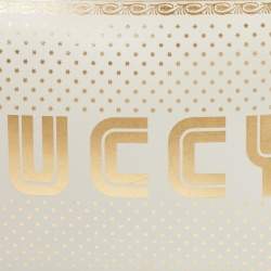 Pre Owned Gucci Off-White Leather "Guccy" Zip Wristlet  Pouch