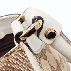 Pre Owned Gucci Beige/White GG Canvas and Leather Large Abbey D Ring Shoulder Bag