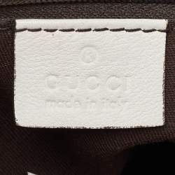 Pre Owned Gucci Beige/White GG Canvas and Leather Large Abbey D Ring Shoulder Bag
