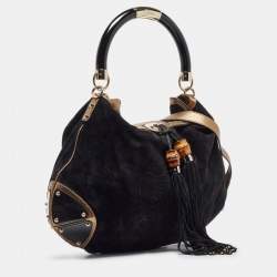 Gucci Black/Gold Hysteria Embossed Suede Large Indy Hobo